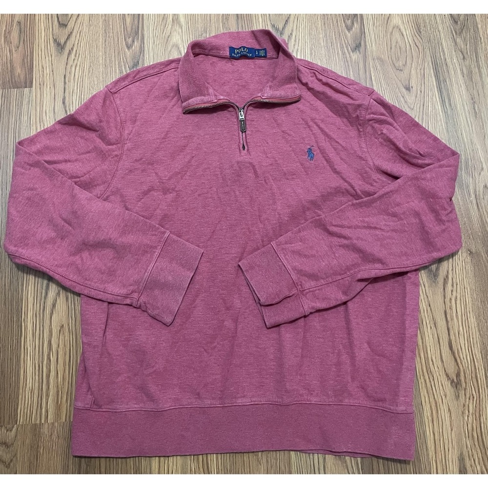 Polo Ralph Lauren Pullover Mens Large Quarter Zip Lightweight Knit Red